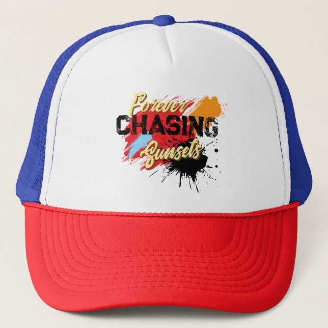 Forever Chasing Sunsets Summer  Trucker Hat (Front)