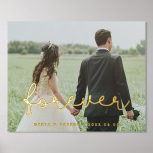 Forever cute whimsical wedding photo gold foil prints