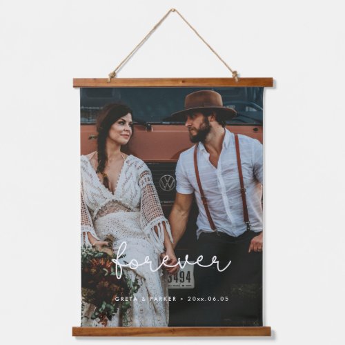 Forever cute whimsical wedding photo hanging tapestry