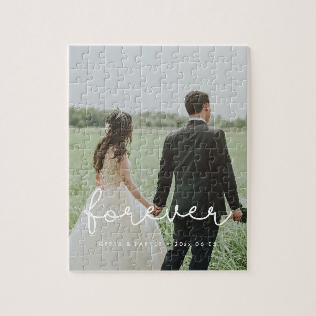 Forever cute whimsical wedding photo jigsaw puzzle (Vertical)