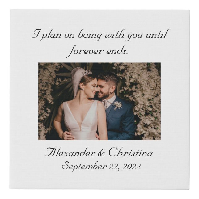 Forever Elegant Couple Love Quote Faux Canvas Print (Front)