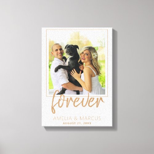 Forever Elegant Golden Script Wedding Keepsake Canvas Print