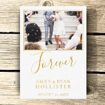 Forever Elegant Golden Script Wedding Photo Canvas Print<br><div class="desc">Forever Elegant Golden Script Wedding Photo Canvas Print. Add your favorite wedding photo into the template and personalize it with your names and wedding date.</div>
