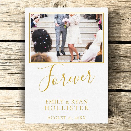 Forever Elegant Golden Script Wedding Photo Canvas Print