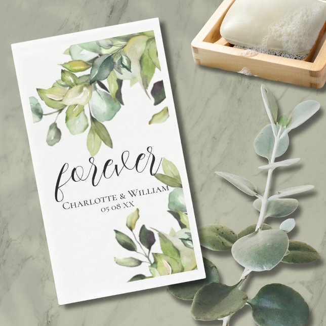Forever Elegant Green Botanicals Wedding Paper Guest Towels (Creator Uploaded)