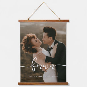 Forever Elegant newlyweds photo overlay Hanging Tapestry