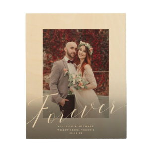 Forever Elegant Script Wedding Photo Wood Sign