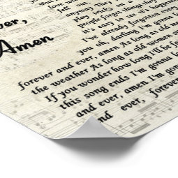Forever &amp; Ever Amen Song Lyric Vintage Script Poster | Zazzle