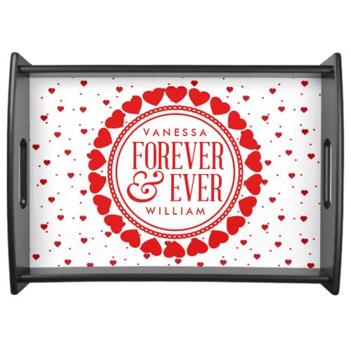 Forever  Ever Red  White Hearts Pattern Serving Tray