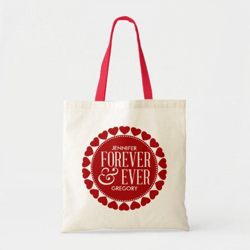 Forever  Ever With Cute Red Hearts Circle Tote Bag