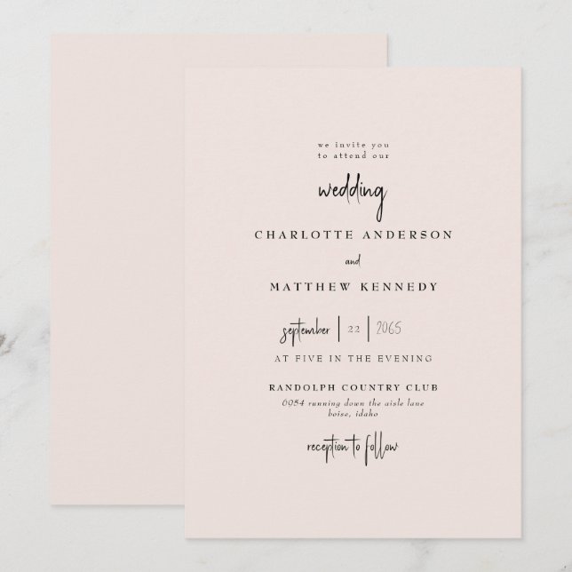 Forever Faithful Blushing Bride No Parents Wedding Invitation (Front/Back)