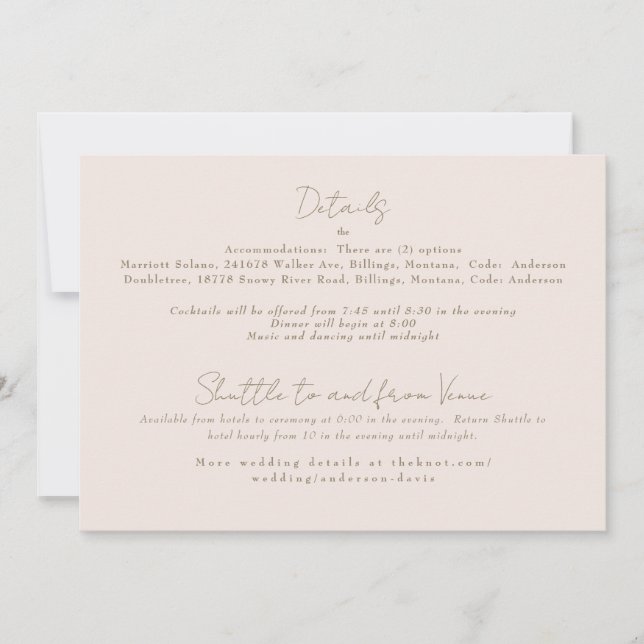 Forever Faithful Blushing Bride Wedding Detail Invitation (Front)