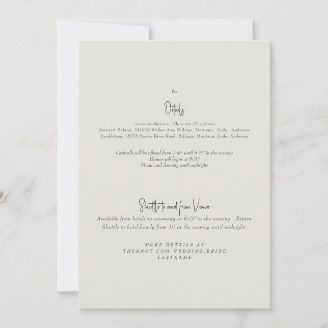 Forever Faithful Cream Wedding Detail Invitation (Front)