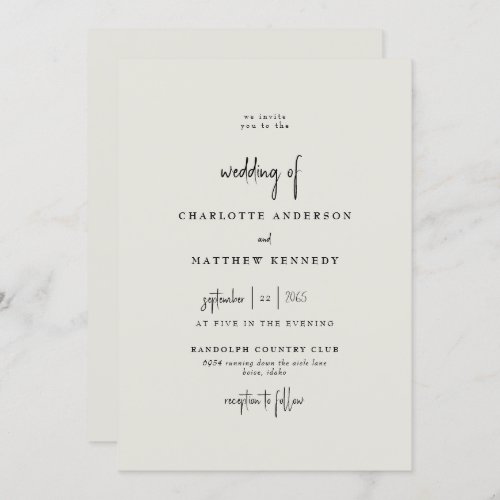 Forever Faithful Cream Wedding Invitation