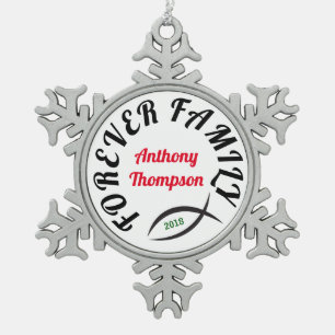 Forever Family Christian Adoption Gift Snowflake Pewter Christmas Ornament