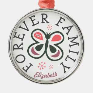 Forever Family Kids Pink Butterfly Adoption Gift Metal Ornament