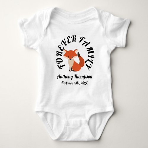 Forever Family Woodland Fox Adoption Gift Baby Bodysuit