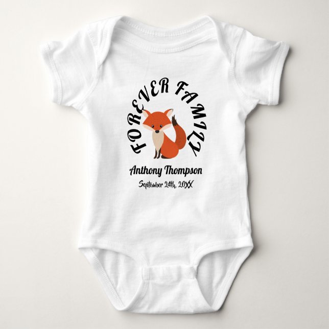 Forever Family Woodland Fox Adoption Gift Baby Bodysuit (Front)