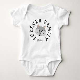 Forever Family Woodland Wolf Adoption Gift Baby Bodysuit