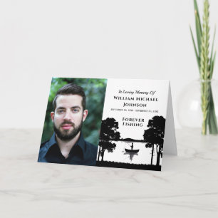 Forever Fishing Custom Photo Memorial Funeral Letterpress Thank You Card