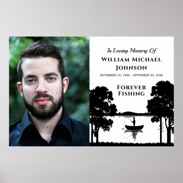 Forever Fishing Custom Photo Memorial Funeral Poster (Front)