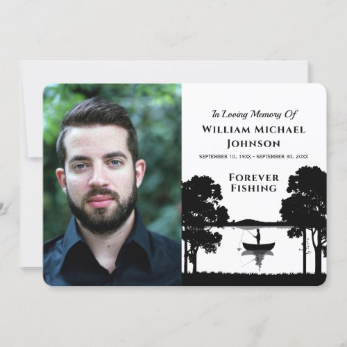 Forever Fishing Custom Photo Memorial Funeral Thank You Card