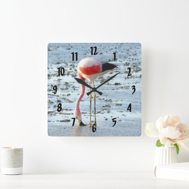 Forever Flamingo Square Wall Clock (Home)