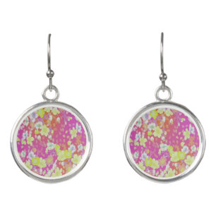Forever Floral, Pink Yellow Flowers Spring Earrings