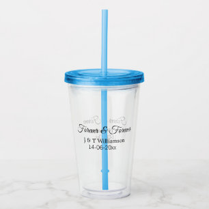 Forever & forever add couple name date love thanks acrylic tumbler