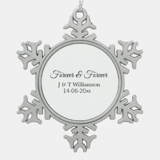 Forever & forever add couple name date love thanks snowflake pewter christmas ornament
