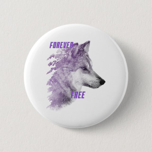 Forever Free Violet Wolf Button (Front)