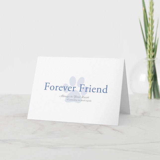 Forever friend paw print pet loss card (Front)