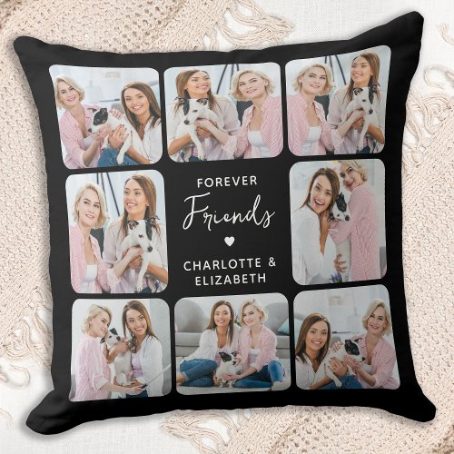 Forever Friends Custom 8 Photo Collage Best Friend Throw Pillow