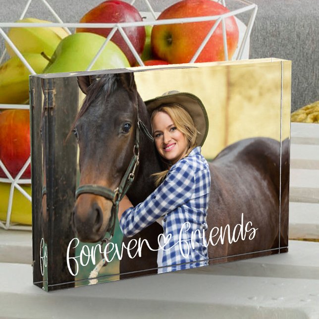 Forever Friends Cute Love Heart Typography Photo Block (Creator Uploaded)