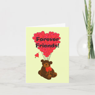 Forever friends funny cute teddy bear and heart card