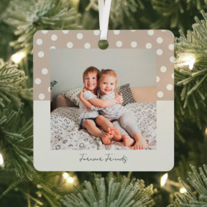 Forever Friends Keepsake Photo and Polka Dots Metal Ornament