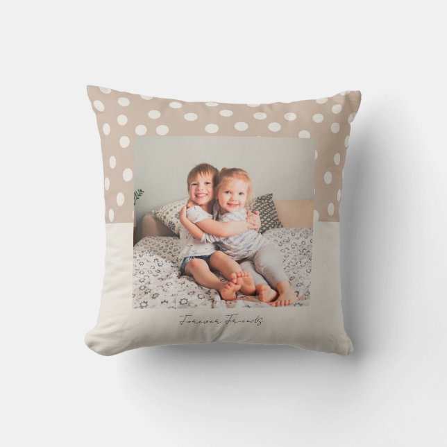 Forever Friends Keepsake Photo and Polka Dots Throw Pillow (Front)