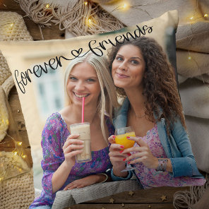 Forever Friends Love Heart Typography Square Photo Throw Pillow
