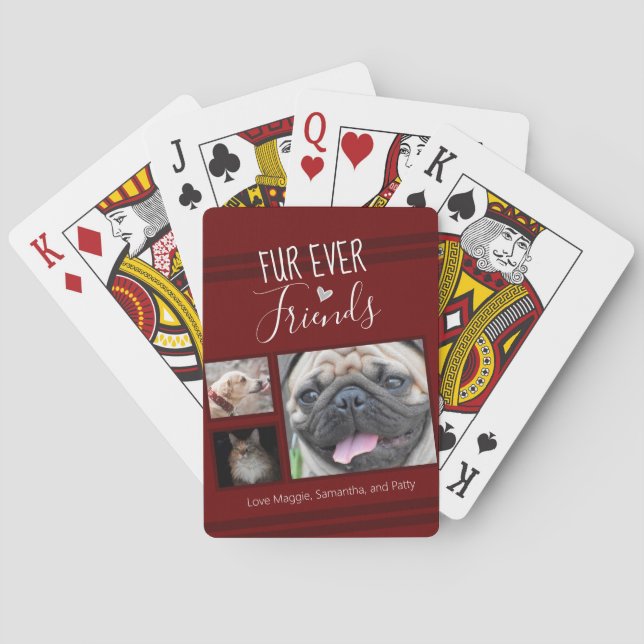 Forever Friends Pet Lovers Photo Collage Poker Cards (Back)