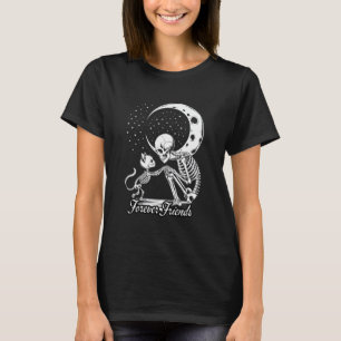 Forever Friends Skeleton Cat Gothic Moon Halloween T-Shirt