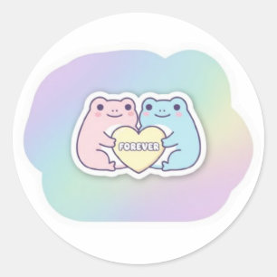Forever Frog Sticker Cute Couple Frogs Holding Hea