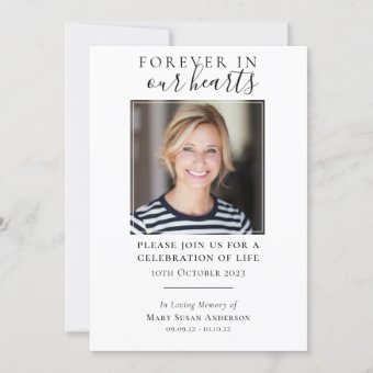 Forever | Funeral Memorial Celebration of Life Invitation | Zazzle
