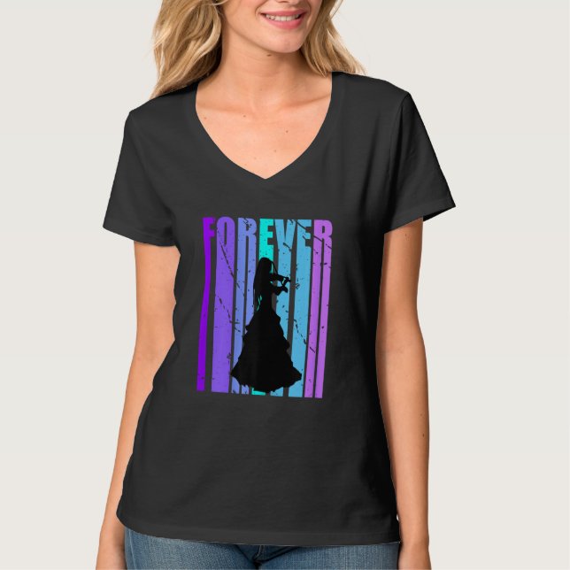 Forever Girls Violin Silhouette Orchestra Orchestr T-Shirt (Front)
