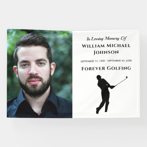 Forever Golfing Custom Photo Memorial Funeral Banner