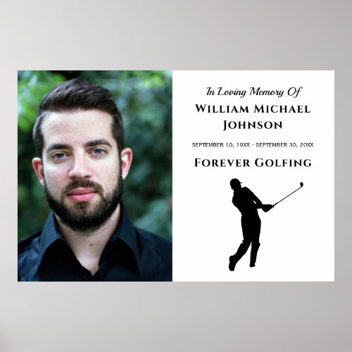 Forever Golfing Custom Photo Memorial Funeral Poster