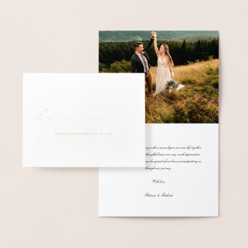 Forever Grateful Chic Wedding Thank You Photo Foil Card