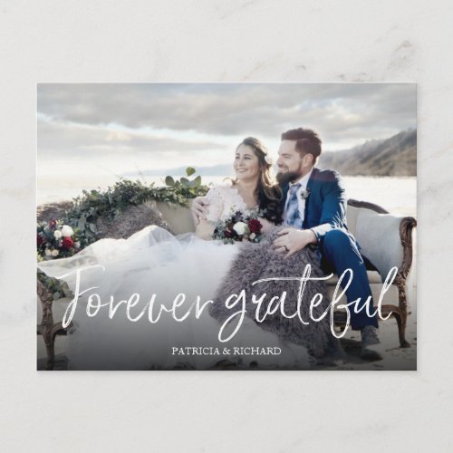 Forever Grateful Chic Wedding Thank You Photo Postcard