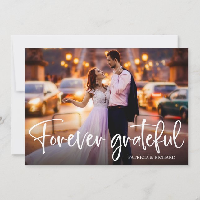 Forever Grateful Cute Wedding Thank You Photo Card (Front)