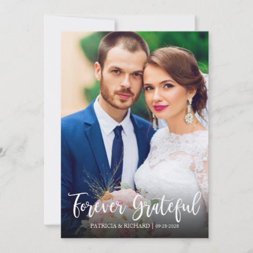 Forever Grateful Elegant Photo Wedding Thank You Card