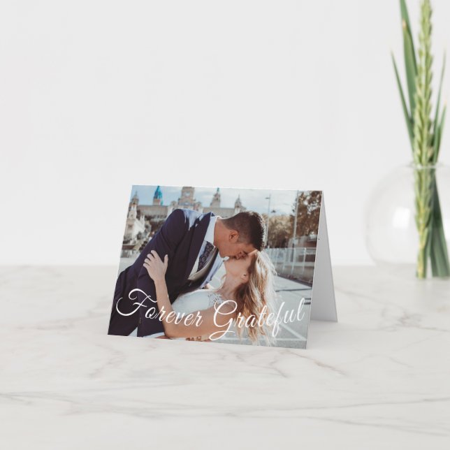 Forever Grateful Elegant Thank you Wedding Card (Front)